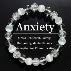 Anxiety Crystal Beaded Bracelets for Women Men, Yoga & Spiritual Jewelry for Calming Mood & Mindful Living, Handmade Gemstone Bracelet for Balance & Wellness, Thoughtful Gift for Self-Care Enthusiasts