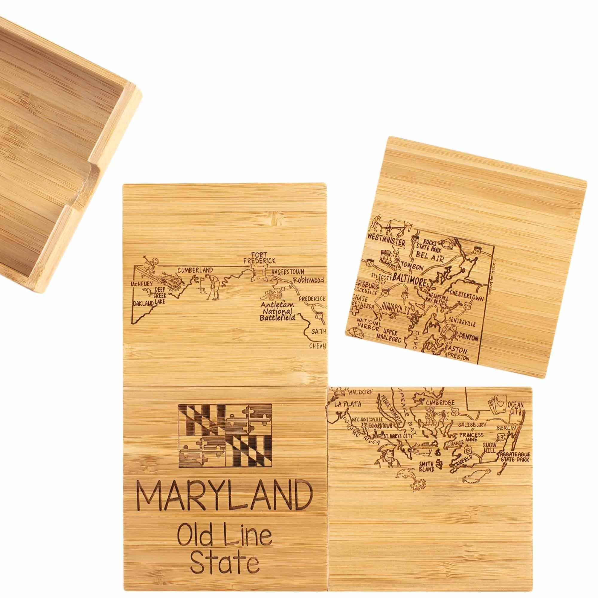 4-Piece Maryland Puzzle Coaster Set with Case