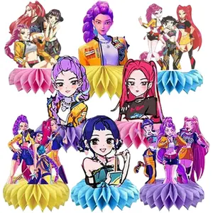 8 Pcs Demon Hunters Party Decorations, Cartoon Honeycomb Decorations, Party Table Setting, Perfect for Birthdays, Themed Parties, Holiday Celebrations, and Everyday Decor.