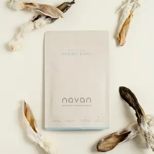 NAVAN Rabbit Ears Dog Chews 10 Count | 100% Natural Single-Ingredient | Human-Grade Dehydrated Rabbit Ears | Novel Protein for Sensitivities | Natural Fiber | Long-Lasting Dental Chew