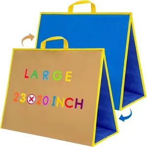 Large Double-Sided Felt Flannel Board 22.8*19.7 In, Foldable Interactive Felt Story Learning Board for Toddlers Classroom Preschool Kiddie Corner, Great Gift for Kids