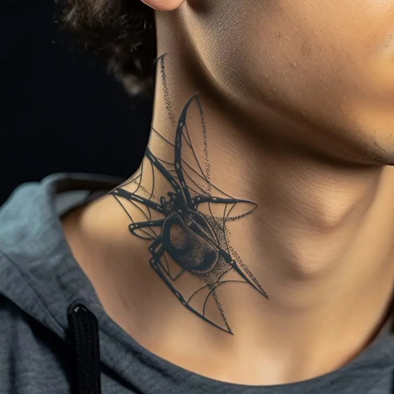 Dark Style Spider Realistic Temporary Tattoo Stickers - Long-Lasting, Waterproof, Semi-Permanent, Non-Reflective for Men’s Arm, Neck, Realistic Temporary Tattoos, Ephemeral Tattoos