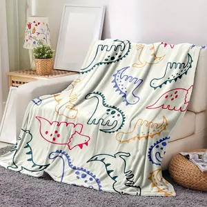 [Ultra-Soft | Cozy] Ultra-Soft Cozy Dinosaur Flannel Blanket | Multi-Functional All-Season Office Nap Throw