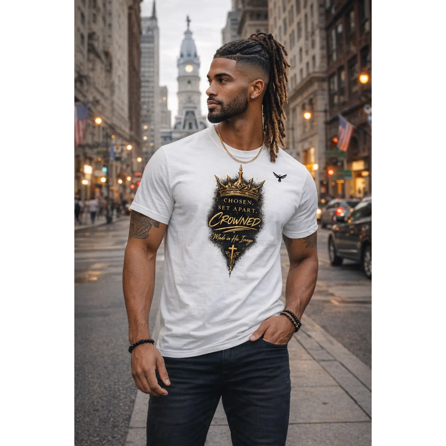 Men's Crowned Short-Sleeve Cotton T-Shirt - Royal Flex Line, Casual Menswear Top
