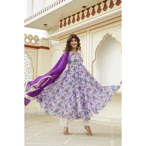Purple Bloom Anarkali Suit Set