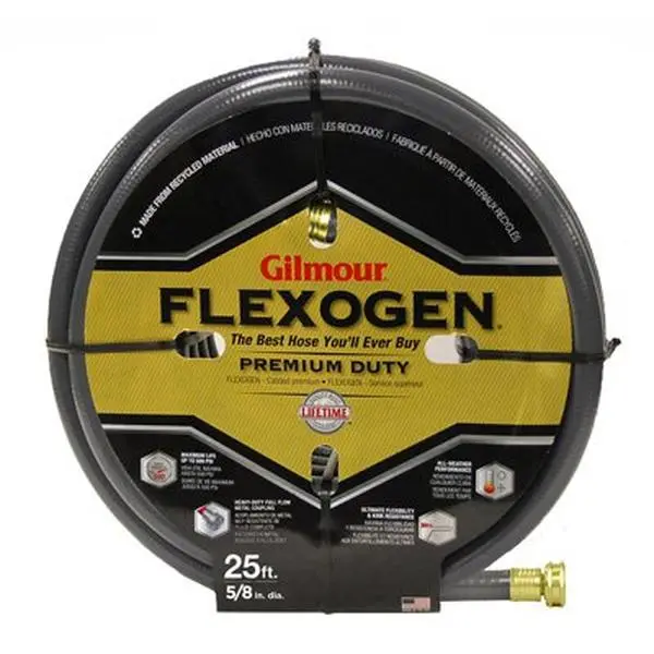 Fiskars 252197 Flexogen Garden Hose - 0.625 in x 25 ft, 8-Ply Heavy Gauge, 4.53 lbs, Floats, Flexible Tube, Kink Guard, O-Ring Seal for Leakproof Performance, Household Appliance Accessory