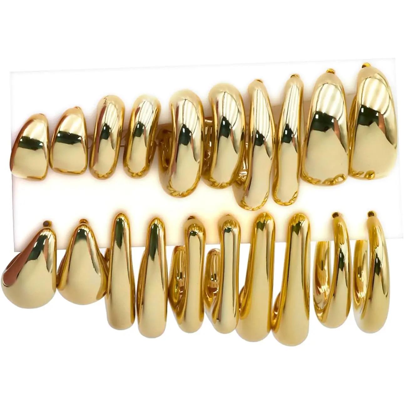 10 Pairs  Chunky  Dangle Earrings for Women Trendy Thick  Plated Hoop Earrings Set Lightweight