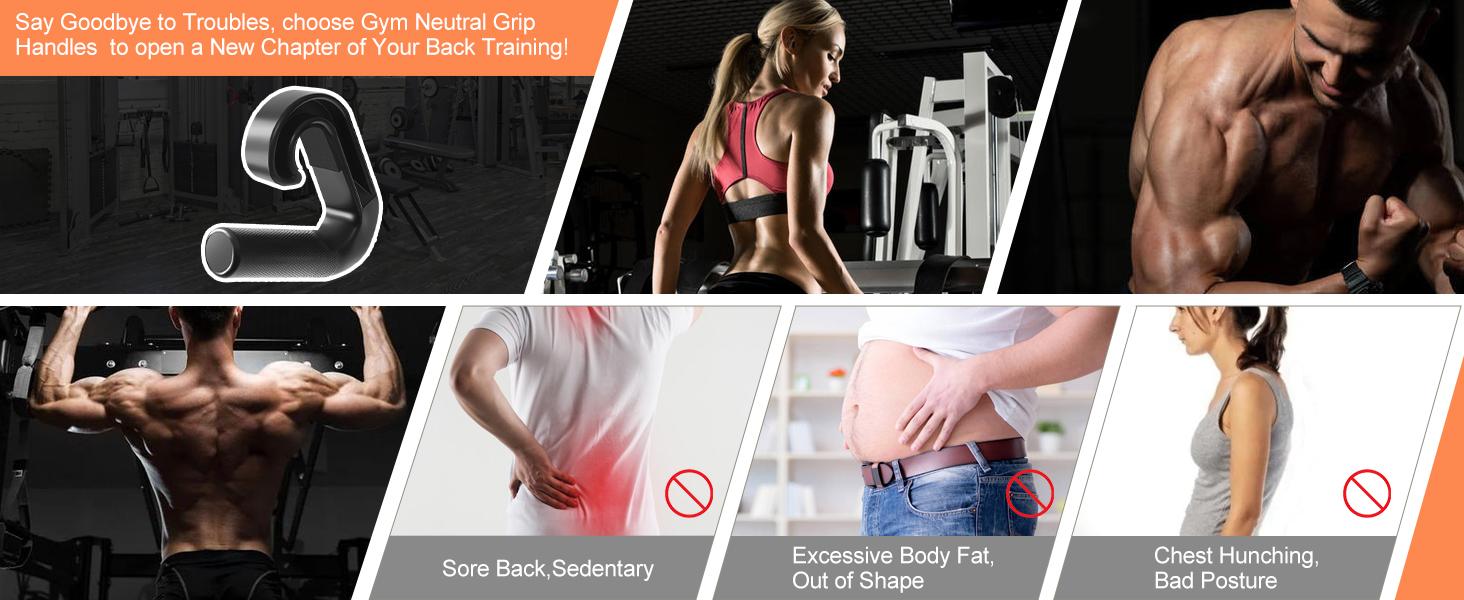 Neutral Grip Handles for Pull Up: Ergonomic Portable Hooks for Barbell Row Deadlift Resistant Bands for Home Gym Fitness Enthusiasts