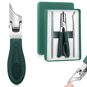 Eagle Beak Beveled Nail Clippers,Beveleds Edge Nail Clippers 3-Piece Set,Eagle Beak Beveled Nails Clipper,Long Handle Wide Jaw Opening Anti-Splash Slanted Nail Clipper for Women and Men(Green)