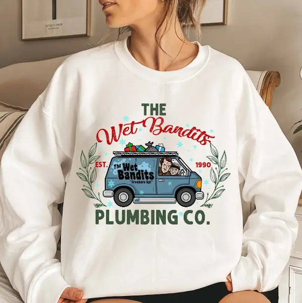 Home Alone Sweatshirt, The Wet Bandits Sweatshirt, Wet Bandits Plumbing Co Sweatshirt Cotton Fabric