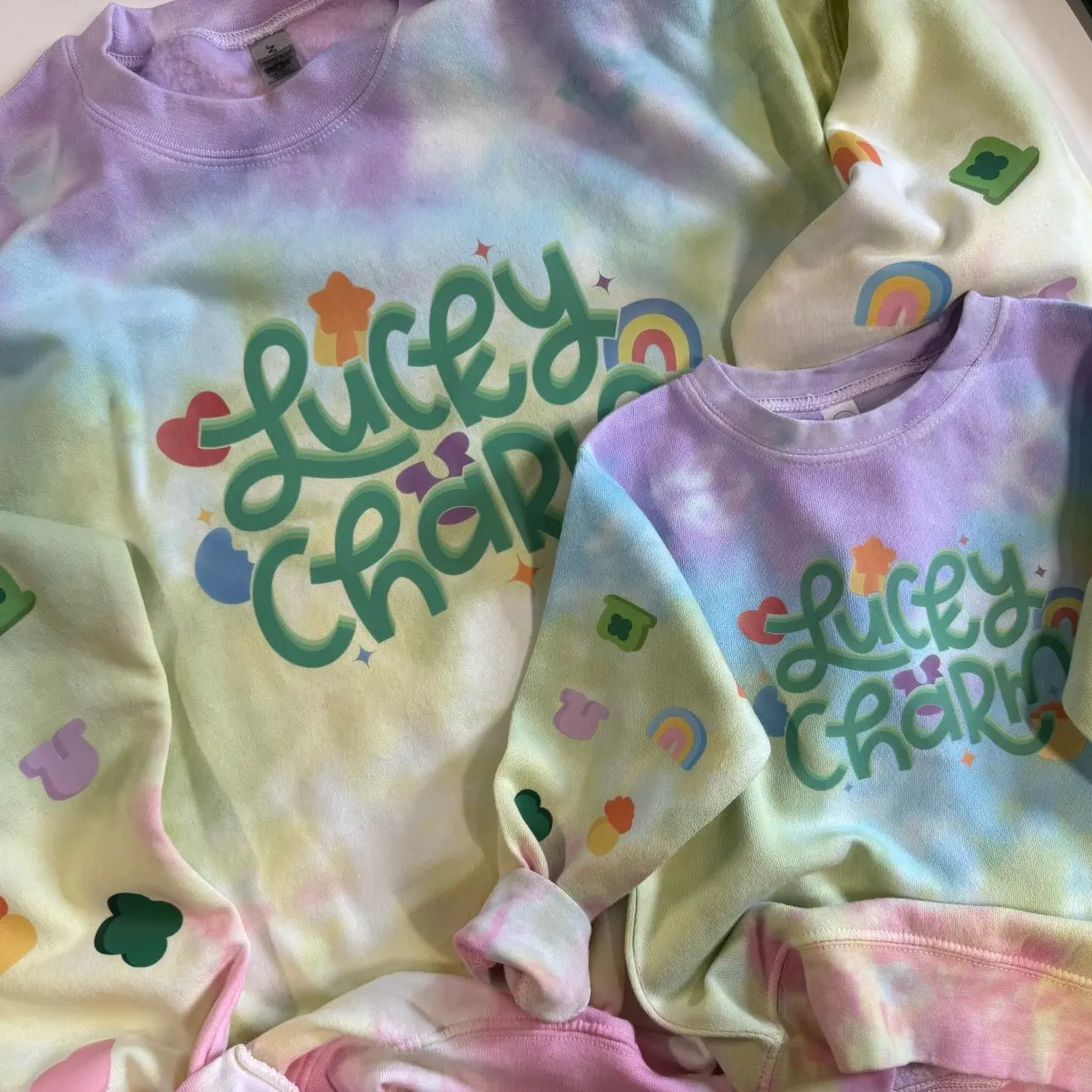 *made to order* Lucky charm, Saint Patrick’s day, multi colored tiedye crewneck Tops  Sweatshirts