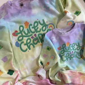 *made to order* Lucky charm, Saint Patrick’s day, multi colored tiedye crewneck Tops  Sweatshirts