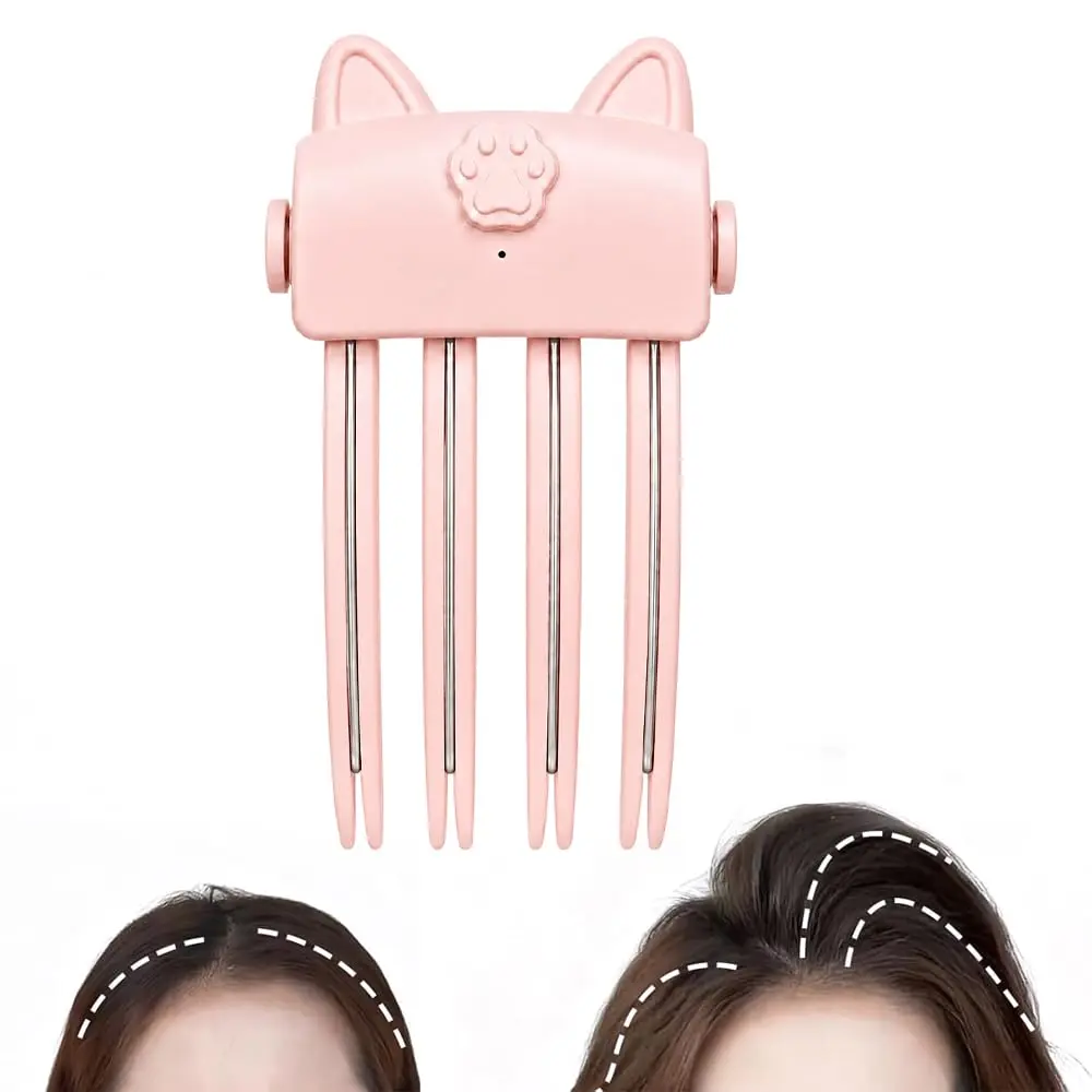 Heated Root Volumizing Clip, Pink Hair Crown Lifting Styler Booster | 2 Temperature Control Hair Volume Tool for Fine & Thick Hair, Portable Type-C Rechargeable Styling Clip for Women