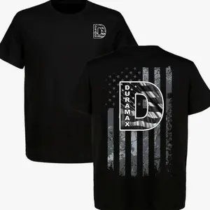 Duramax D American Flag T-Shirt Diesel Truck Graphic Tee Patriotic USA Flag Shirt for Truck Lovers Mechanic Gift Unisex Cotton Tee