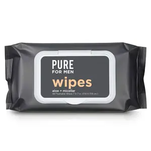 Wipes | Full Body and Face | Flushable | Helps Eliminates Odor | 100% Biodegradable | Paraben Free | Vitamin E, Micellar & Aloe Vera | 48 Count