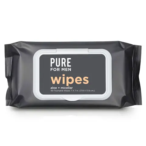 Wipes | Full Body and Face | Flushable | Helps Eliminates Odor | 100% Biodegradable | Paraben Free | Vitamin E, Micellar & Aloe Vera | 48 Count