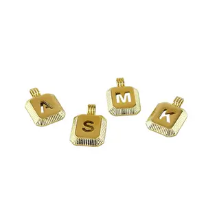 Initial Letter 28mm 18k Gold Filled Rectangular Pendant
