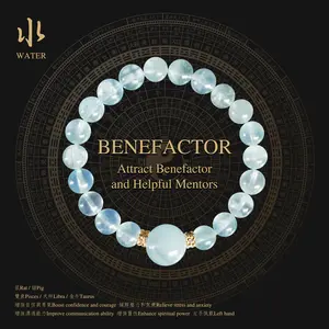 Natural Aquamarine Crystal Bracelet for Attracting Benefactor and Helpful Mentors Enhance Spiritual Power and Communication Ability High Quality LIMITED EDITION ONLY 5