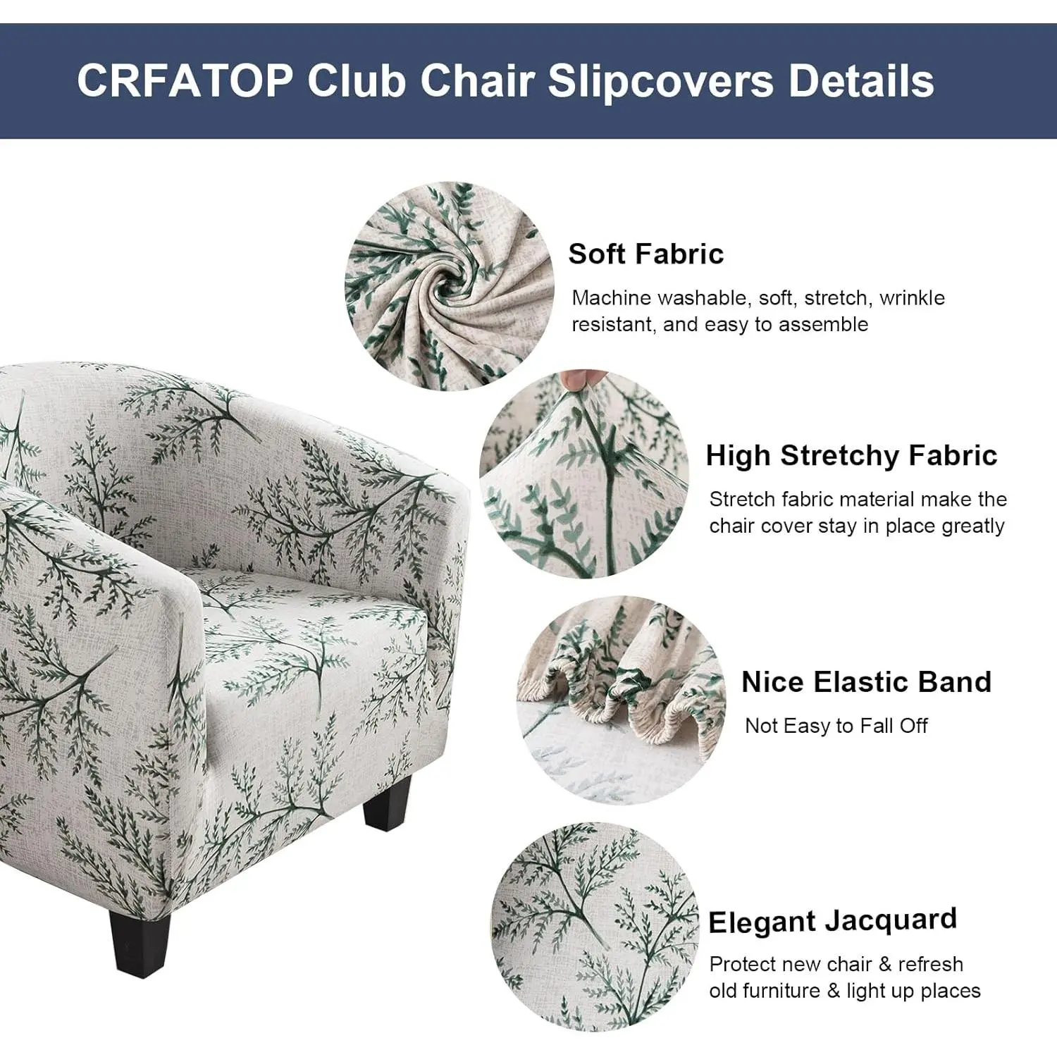 CRFATOP Soft Club Chair Slipcover Stretch Barrel Chair Covers Printed Tub Chair Slipcovers Round Couch Covers Spandex Armchair Sofa Cover Removable Furniture Protector for Living Room,C02 CRFATOP Soft Club Chair Slipcover Stretch Barrel Chair Covers Printed Tub Chair Slipcovers Round Couch Covers Spandex Armchair Sofa Cover Removable Furniture Protector for Living Room,C02