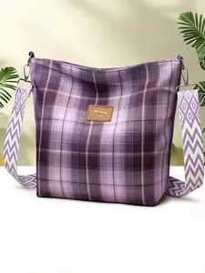 Women's Stylish Checkered Crossbody Bag with Letter Tag Decoration, Versatile for Daily Commute and Travel, Trendy Casual Shoulder Bag