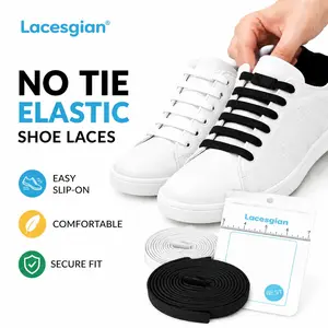 Lacesgian No Tie Elastic Shoelaces | Turn Sneakers Into Slip-Ons | Flat Stretch Laces with Metal Buckles for Adults & Kids