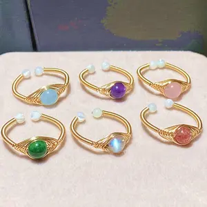 High Quality Crystal Ring Healing Natural Crystal Gorgeous Stone Bead Beads Gemstone Jewelry Energy Healing Love Girlfriend Boyfriend Souvenir Valentine Father Mother Anniversary New Year Christmas Halloween Birthday Gift