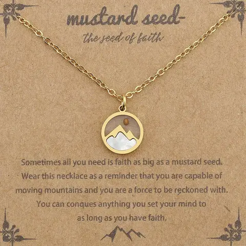 Women's Mustard Seed Necklace - Elegant Geometric Oval Pendant, Friendship Symbol Choker, Fashion Necklace Accent, Thoughtful Personal Gift of Connection for Mom, Costume Jewelry Accessory, Birthday, Thoughtful Gift That Feels Personal