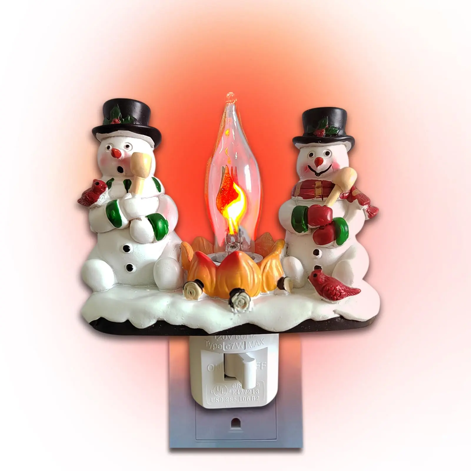 Christmas Snowman Night Light,3D Snowman Light,Snowman Campfire Night Light,Christmas Eve Campfire Flickering Night Light,120V Plug-in Powered for Festive Ambiance,Christmas gifts,fun decorative lights