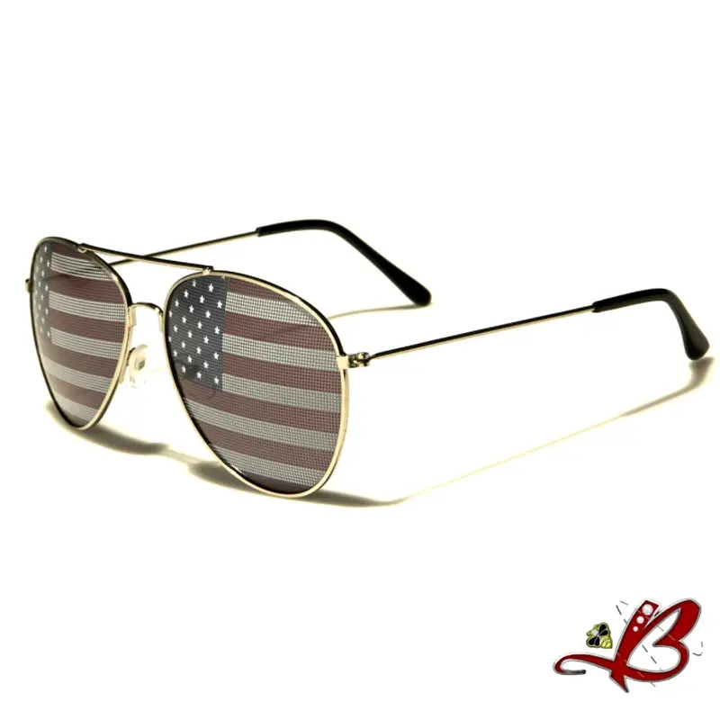 The Afroman 1st Ammendment Freedom Shades - Old Glory USA Flag Retro Aviator Classic Sunglasses United States of America Patriotic Shades Classic Sunglasses - Unisex Full Rim Frame Patriotic Shades 4th of July & Daily Wear
