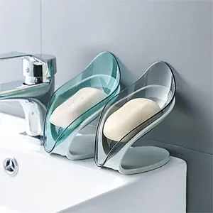 Soap Tray Holder, 2pcs Self-draining Leaf-shaped Soap Bar Holder, Bathroom Accessories Modern Simple Durable Soap Storage Rack for Bathroom Kitchen Sink, Bathroom Supplies, Soap Dish Holder