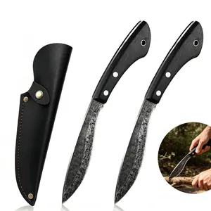 Razor Sharp Kitchen Meat Cleaver Set of 2 Heavy Duty Serbian Chef Knife with Sheath Professional Cooking Forged Butcher Knife for Backyard BBQ Meat Cutting Chopping,block