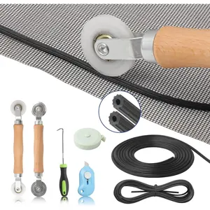 Window Screen Door Repair Kit Include Window Screens Mesh 48"x114" with All Tools in Window Screen Replacement(Screen Rollers, Splines, Hook)