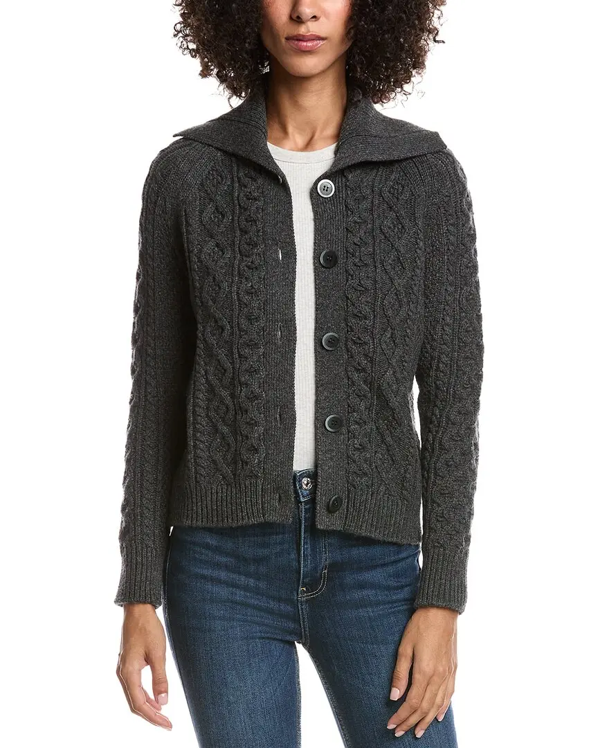 Forte Cashmere Wool & Cashmere-Blend Luxe Cable Cardigan