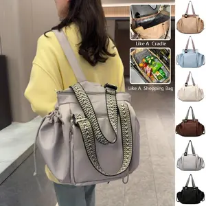 Ins Backpack Fashion Multifunctional Large Capacity Shopping Shoulder Bags Women Waterproof Travel Handbag Oxford Cloth Urban Simplicity Style