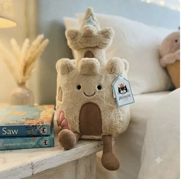 Jellycat Happy Beach Castle Plush – Amuseables Sandcastle Stuffed Animal, Soft Cute Summer Beach Toy, Coastal Room Decor, Gift for Kids & Collectors