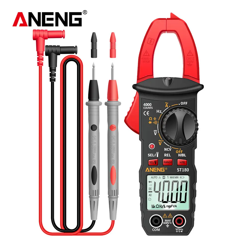 ANENG ST180 Digital Clamp Meter 4000 Counts AC Current Multimeter Ammeter Voltage Tester Car Amp Hz Capacitance NCV Ohm Tool Temperature