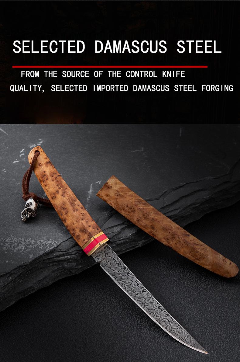 Damascus Steel Paring knife, portable household knife, for kitchen and patio barbecues, camping