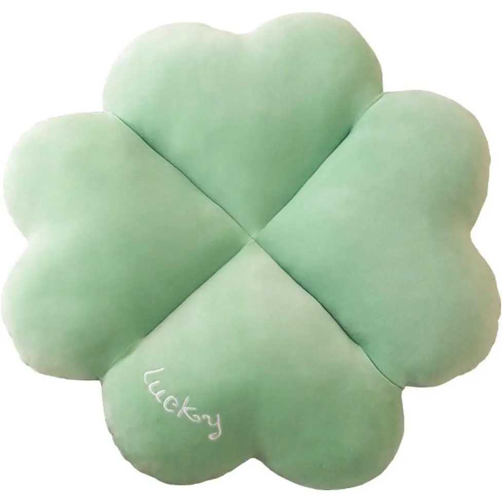 Four-Leaf futon Cushion Reading Rest Cushion Cherry Blossom Living Room Throw Pillow (17.7in, Four Leaf Clover)