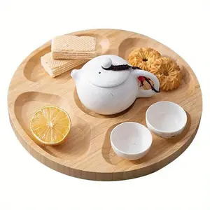 Wooden Food Storage Tray Nut Platter Candy Snacks Server Dish Divided Dried Fruit Snack Plate Appetizer Serving Platter for Restaurant