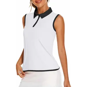 Golf Polo Shirts for Women Sleeveless Sports Shirts Zipper Up Athletic Tank Tops with Collar Quick Dry