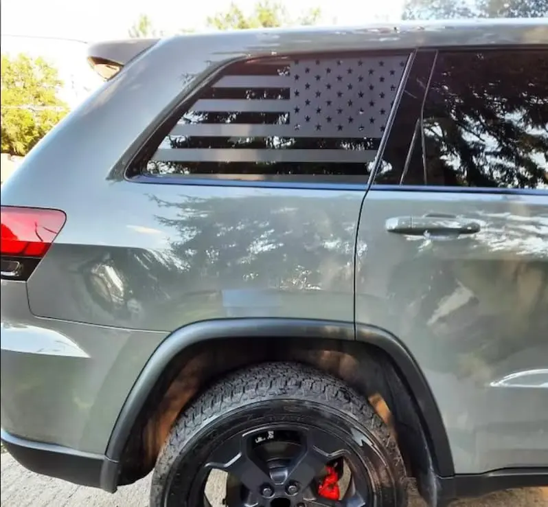 Matte Black Patriotic Car Window Decal Sticker - 2 Pcs Rear Side Accessories for Jeep Grand Cherokee 2011-2023, Amazing Decoration, Not for Jeep Cherokee