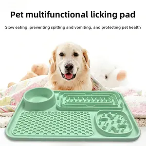 Multifunctional 4-in-1 Slow Feeding Pet Plate, Large and Thick, Bite-Resistant, Wear-Resistant, Non-Slip Food and Water Dish for Dogs and Cats