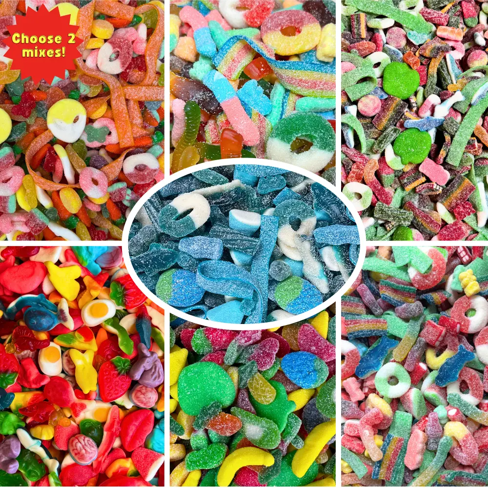 Variety Lovers Bundle- Choose 2 Mixes! - 2 Bag Bundle! - Sour, Sweet and Fun Flavors - Delicious Chewy Snack - Variety Gummy Mix! Fruity