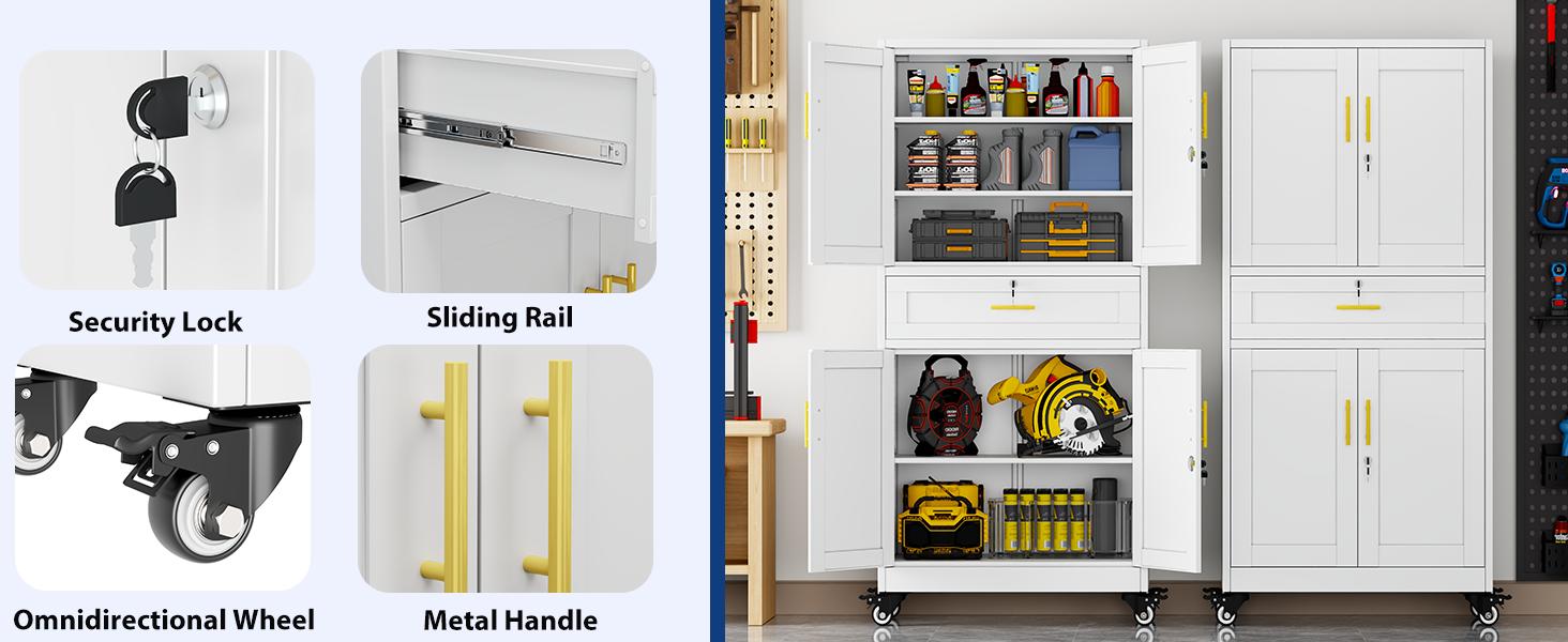 71" Heavy-Duty Metal Garage Storage Cabinet with Locking Doors & Adjustable Shelves – Rolling Tool Cabinet on Wheels, Large Storage Organizer with Drawer for Garage, Warehouse, Workshop (Black) room bathroom 71" Heavy-Duty Metal Garage Storage Cabinet with Locking Doors & Adjustable Shelves – Rolling Tool Cabinet on Wheels, Large Storage Organizer with Drawer for Garage, Warehouse, Workshop (Black) room bathroom