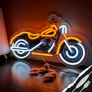 American Cruiser Motorcycle Neon Sign for Man Cave Dimmable Motor LED Light up Sign for Wall or Garage Decor Neon light for Auto Room Repair Shop Workshop Birthday Gift lamps