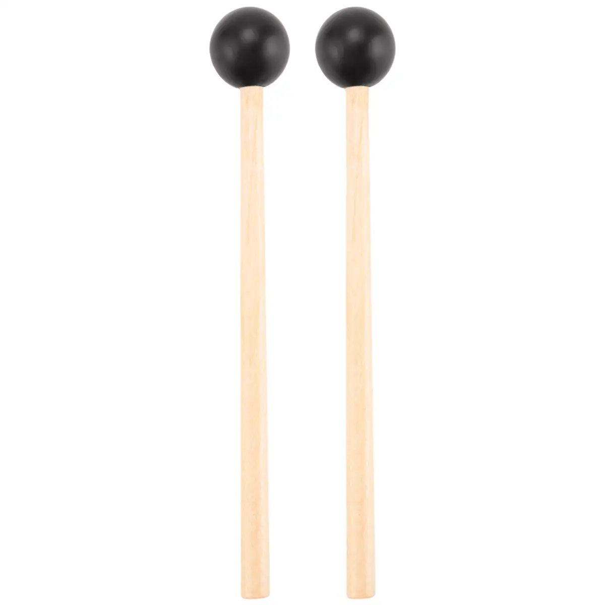 2Pcs Percussion Instrument Mallets, Soft Rubber Head, Wood Handle Bell Mallets for Glockenspiel, Xylophone, Black Music Instrument Parts