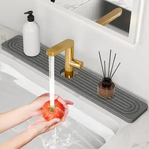 24'' Longer Diatomite Stone Faucet Mat Super Fast Drying Splash Guard for Kitchen Sink Bathroom Drying Mat