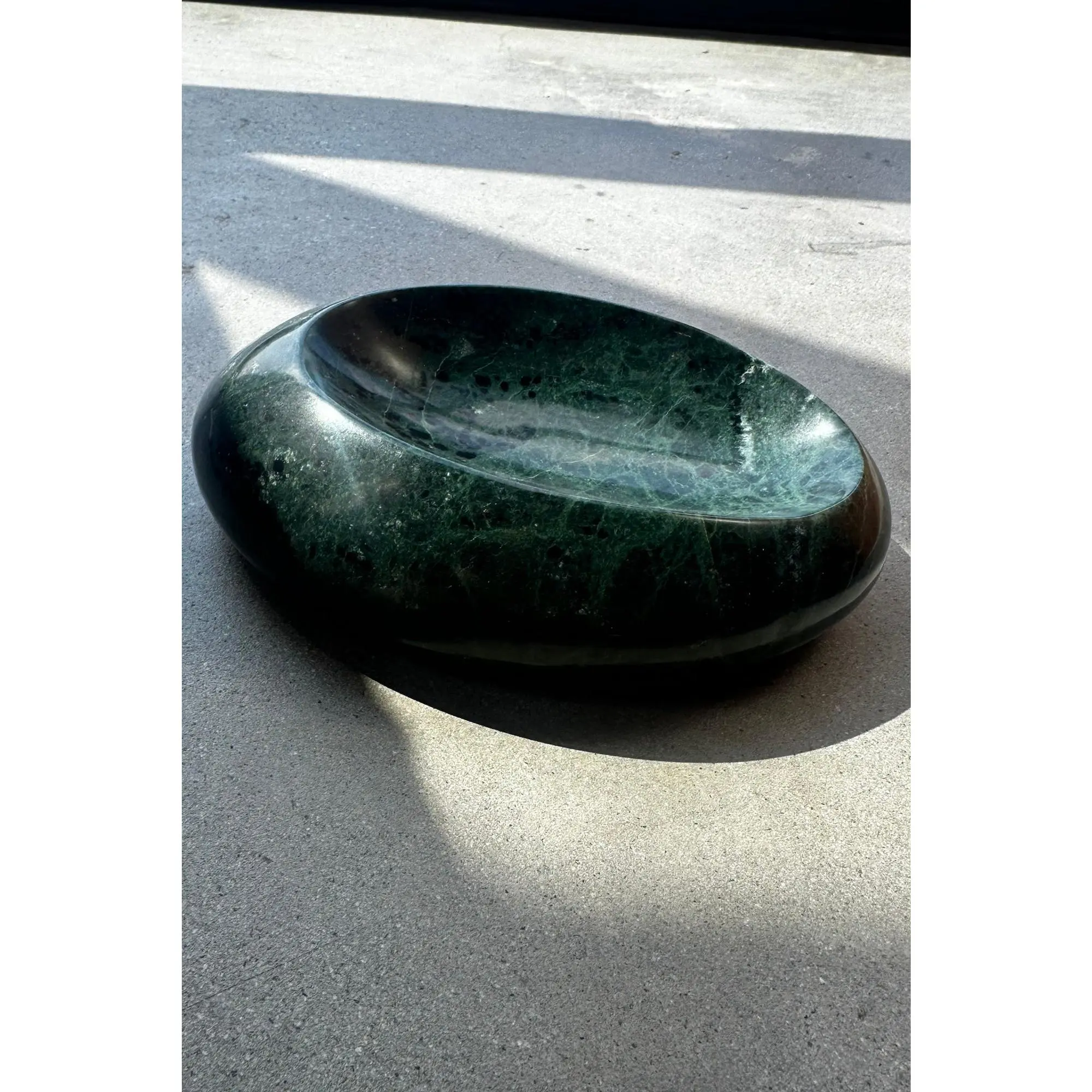 Anastasio Home Emerald Jade Marble Oval-Shaped Fruit Serving Bowl, Jade Decorative Accessory for Home Use