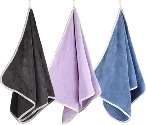 3 Pack Microfiber Gym Towels (14.2" x 30"), Super Soft, Quick Drying, Absorbent Towel for Fitness, Yoga, Swimming, Sports, Workout, Skin-Friendly for Women Men (Grey/Blue/Purple)