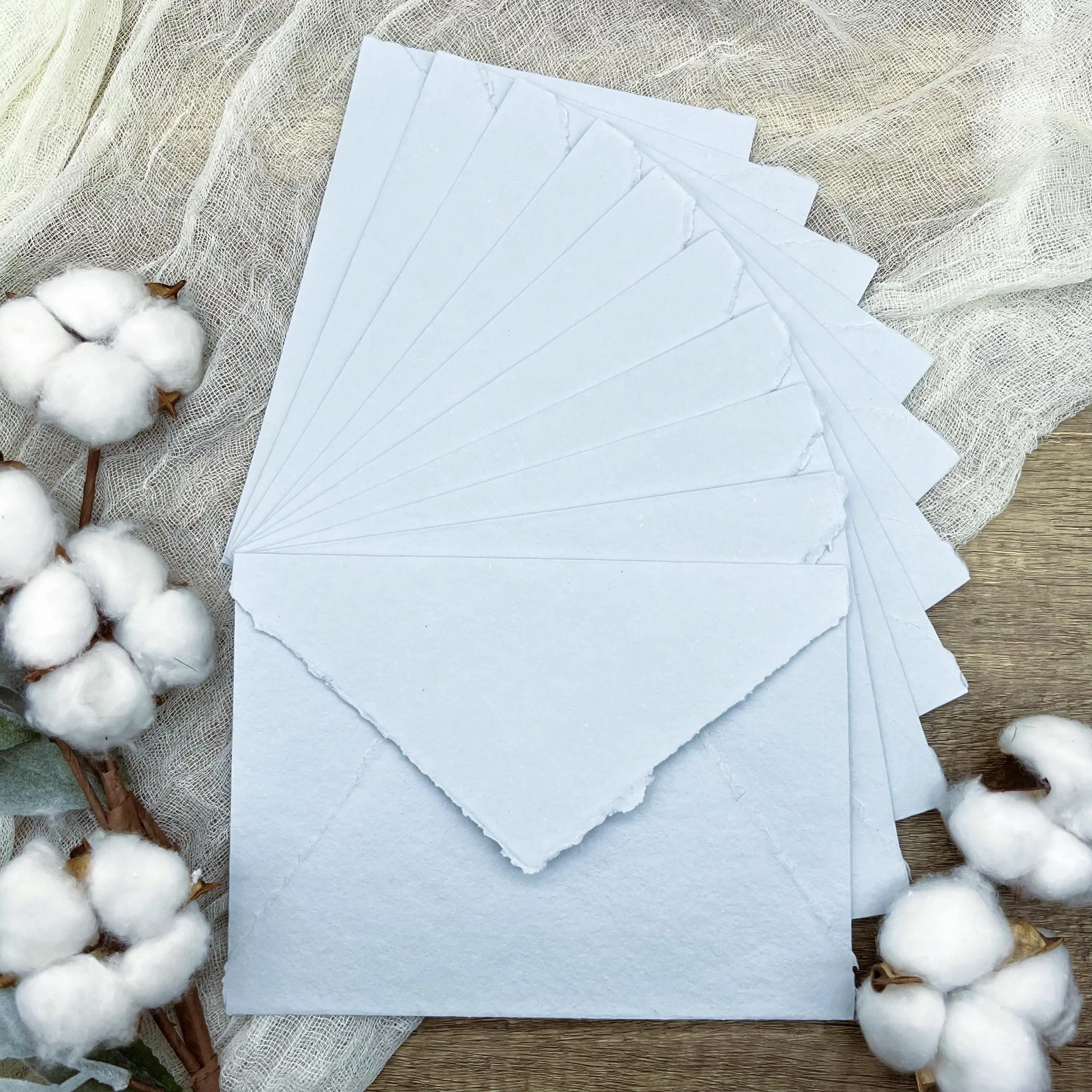 Something Blue Handmade Cotton Envelopes (Set of 10)
